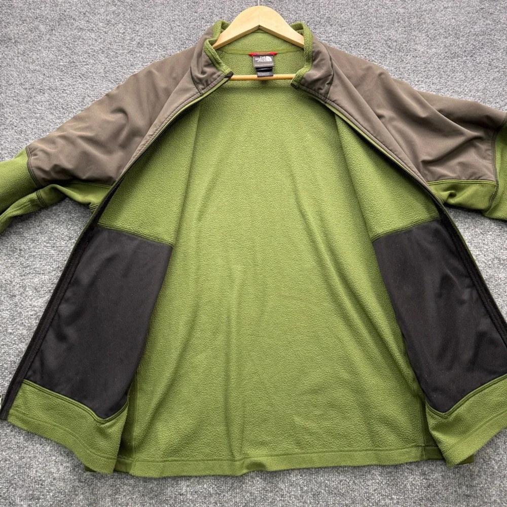 The North Face FlashDry Full Zip Jacket Mens XL‎ Green Brown Outdoor Fleece